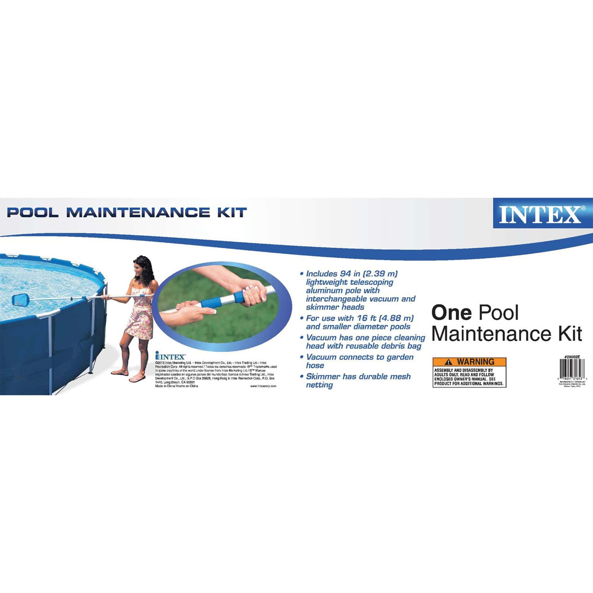 Intex 12' x 2.5' Round Pool w/ Filter Pump & Pool Cleaning Kit w/ Vacuum & Pole