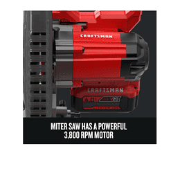 CRAFTSMAN Miter Saw CMCS714M1 V20 7-1/4-in 20-Volt Max Single Bevel Sliding Compound Cordless