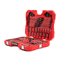CRAFTSMAN CMMT12035 150-Piece Standard (SAE) and Metric Combination Gunmetal Chrome Mechanics Tool Set (1/4-in; 3/8-in)