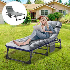 Docred 4-Fold Sleeping Cots for Adults, Folding Chaise Lounge Chairs Outdoor, Portable Folding Bed Cot Lounge Chair