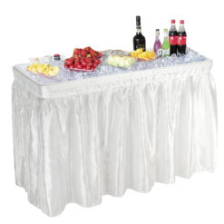 VINGLI 4 Foot Party Ice Cooler Folding Table, Portable Tailgate Camp Fishing Cleaning Table, Plastic with Matching Skirt