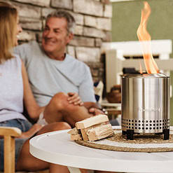 Solo Stove Mesa Tabletop Fire Pit with Stand, Low Smoke Outdoor Mini Fire, Stainless Steel, With Travel Bag, 6.9 x 5.1 in, 1.4lbs