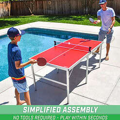 GoSports 6 Ft. x 3 Ft. Mid-size Table Tennis Game Set, Indoor or Outdoor Portable Table Tennis Game with Net, 2 Table Tennis Paddles and 4 Balls