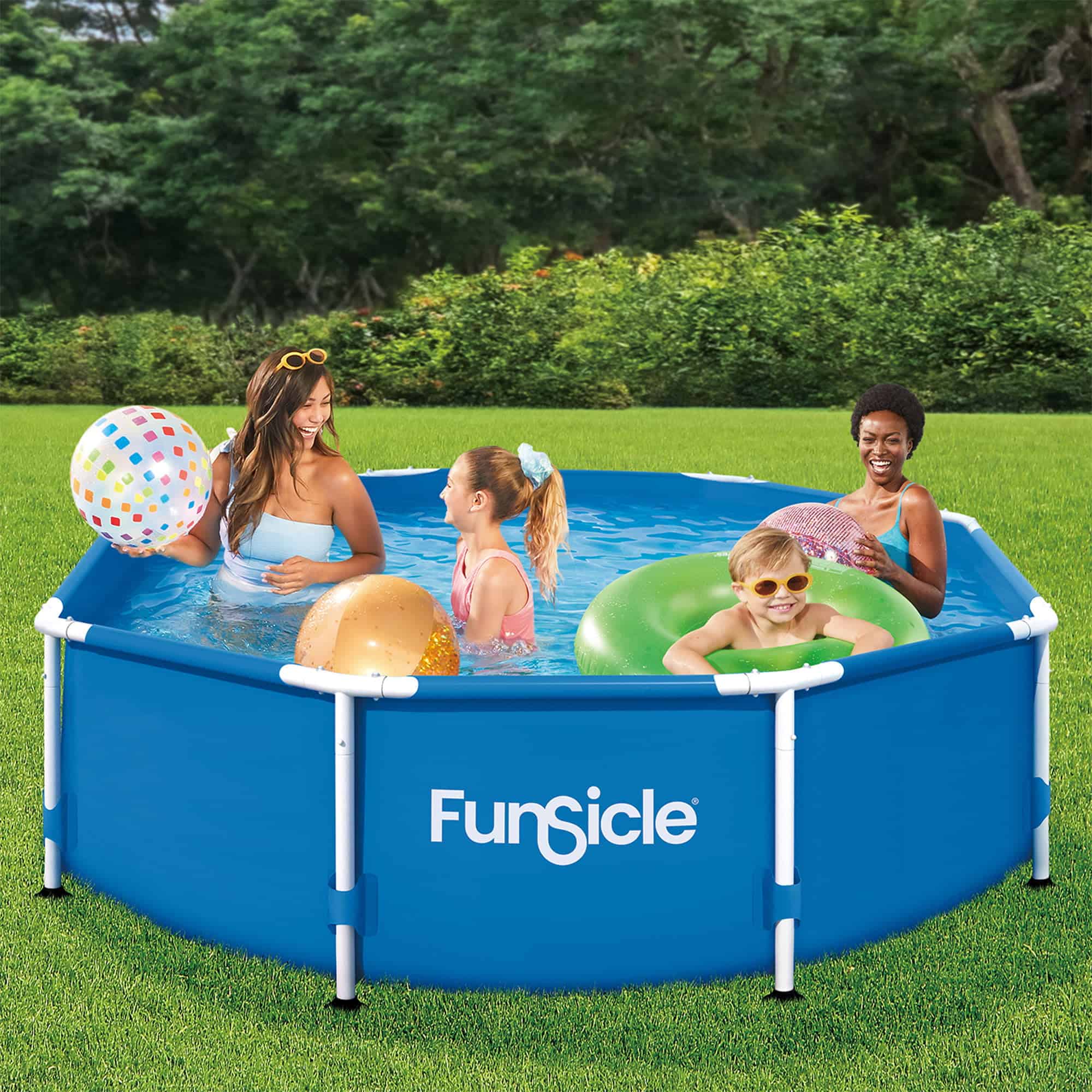 Funsicle 8ft x 30in Round Activity Above Ground Pool with SkimmerPlus Filter Pump, Age 6 & up