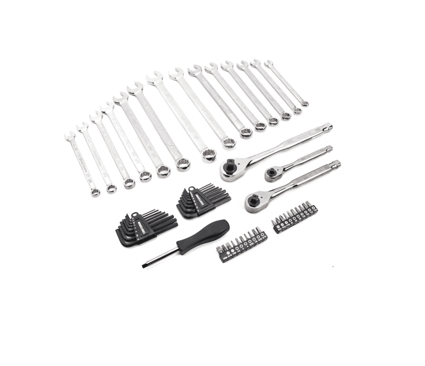 CRAFTSMAN CMMT12035 150-Piece Standard (SAE) and Metric Combination Gunmetal Chrome Mechanics Tool Set (1/4-in; 3/8-in)