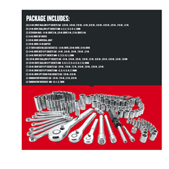 CRAFTSMAN CMMT12024 135-Piece Standard (SAE) and Metric Combination Polished Chrome Mechanics Tool Set (1/4-in; 3/8-in; 1/2-in;)