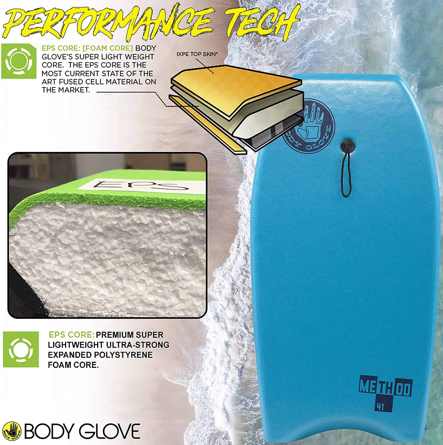 Body Glove Method 41" Bodyboard, Leash Included