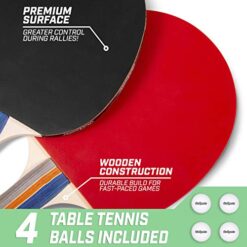 GoSports 6’x3’ Mid-Size Table Tennis Game Set - Indoor/Outdoor Portable Table Tennis Game, Includes 2 Paddles and 4 Balls