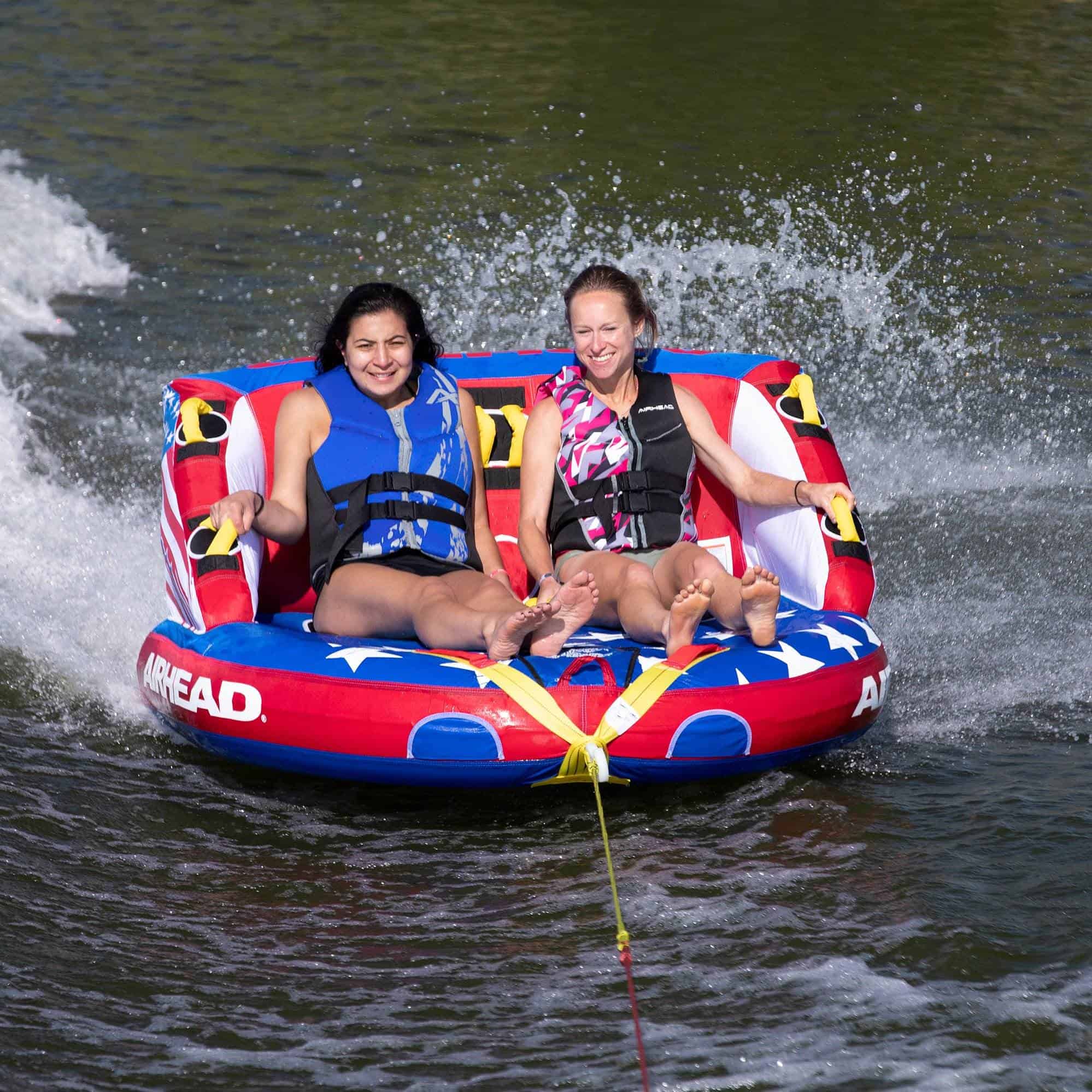 Airhead Patriot 2-Person Towable Kwik-Connect Chariot Style Tube with Tow Rope