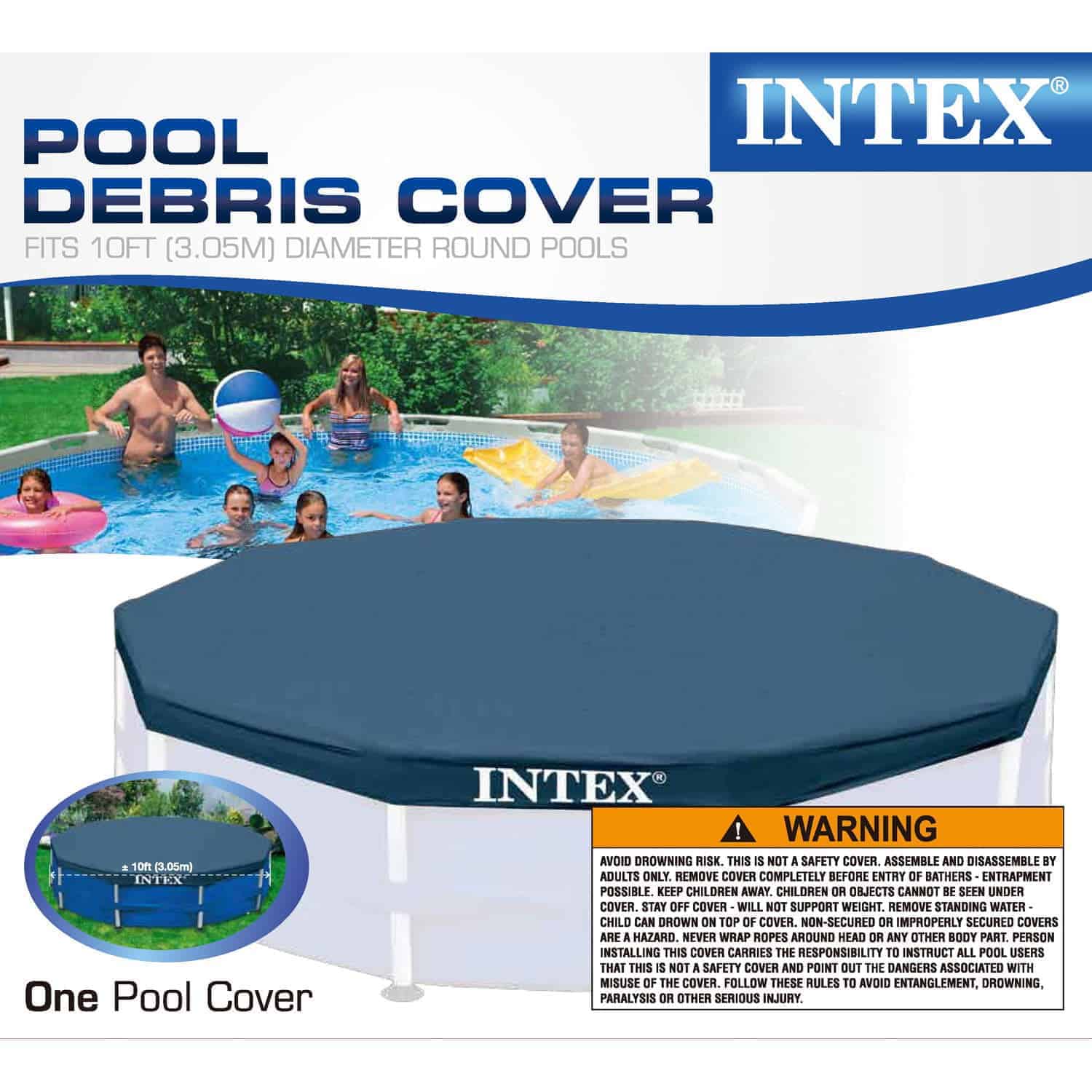 Intex 10' x 30" Round Above Ground Pool W/ Cartridge Filter Pump, 2 Filters & Cover