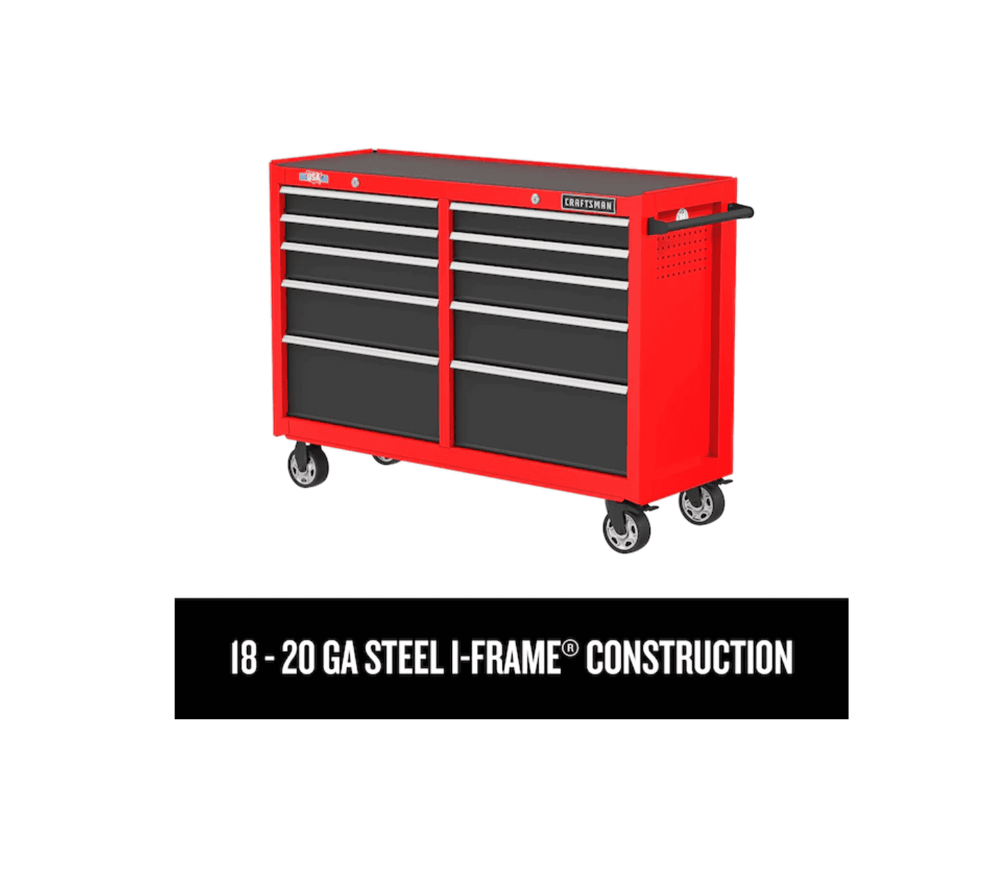 CRAFTSMAN CMST98273RB 2000 Series 52-in W x 37.5-in H 10-Drawer Steel Rolling Tool Cabinet (Red)