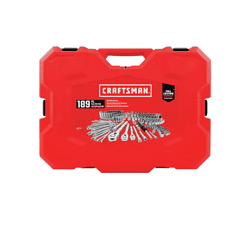 CRAFTSMAN CMMT12034 189-Piece Standard (SAE) and Metric Combination Polished Chrome Mechanics Tool Set (1/4-in; 3/8-in)