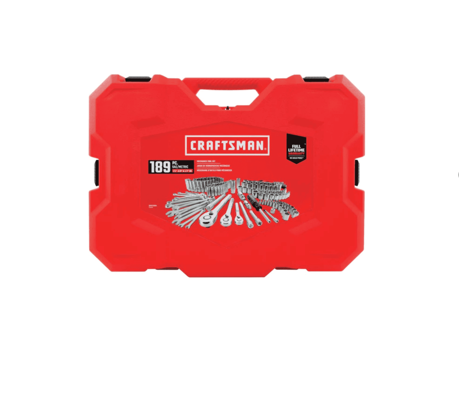 CRAFTSMAN CMMT12034 189-Piece Standard (SAE) and Metric Combination Polished Chrome Mechanics Tool Set (1/4-in; 3/8-in)