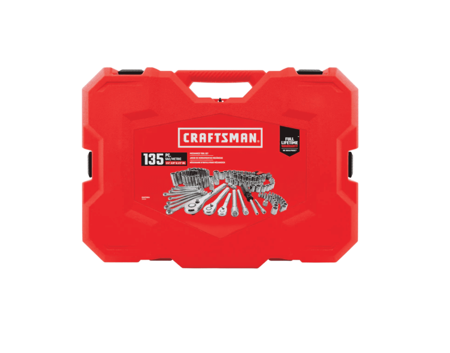 CRAFTSMAN CMMT12024 135-Piece Standard (SAE) and Metric Combination Polished Chrome Mechanics Tool Set (1/4-in; 3/8-in; 1/2-in;)