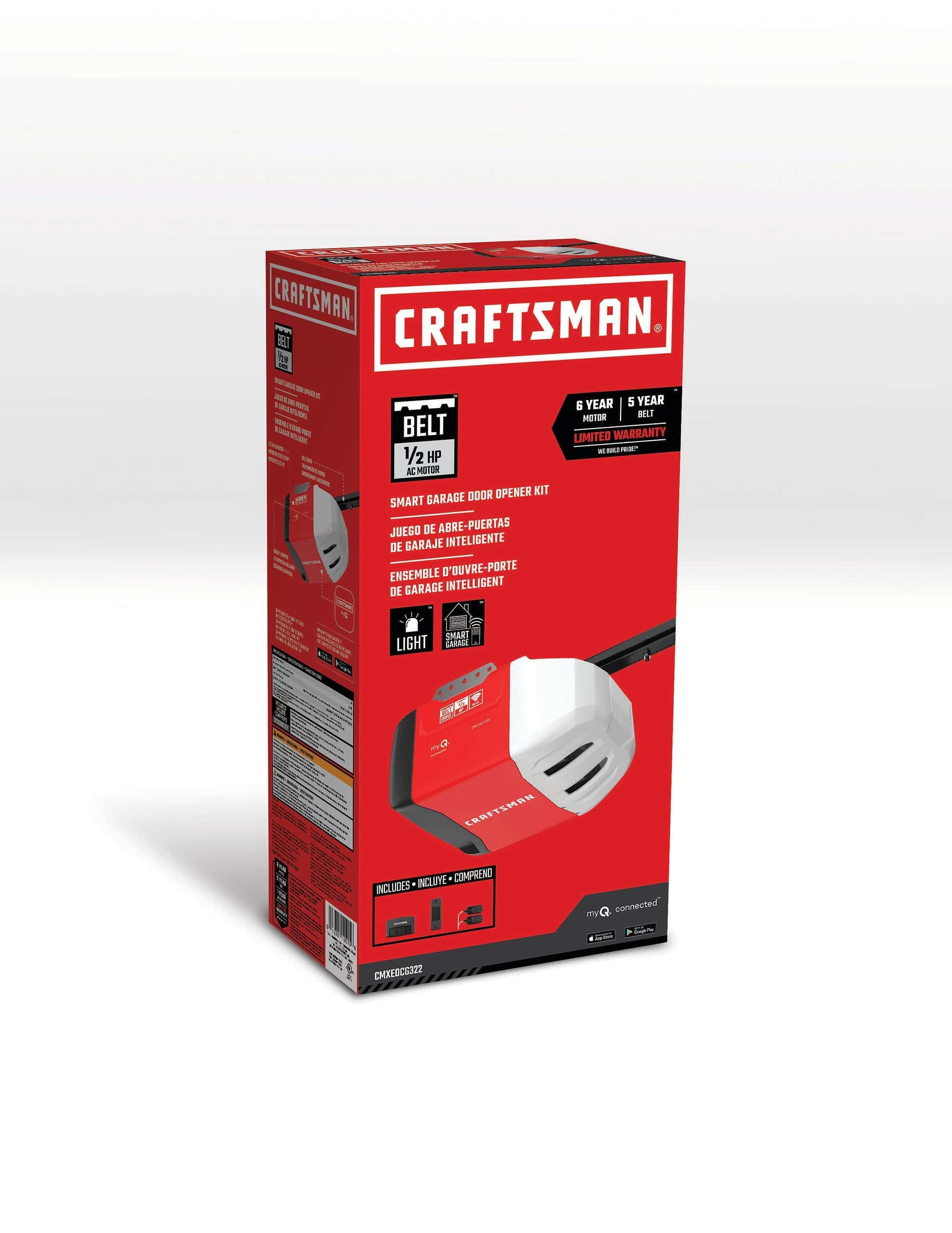 CRAFTSMAN 1/2-HP myQ Smart Belt Drive Garage Door Opener Wi-fi Compatibility