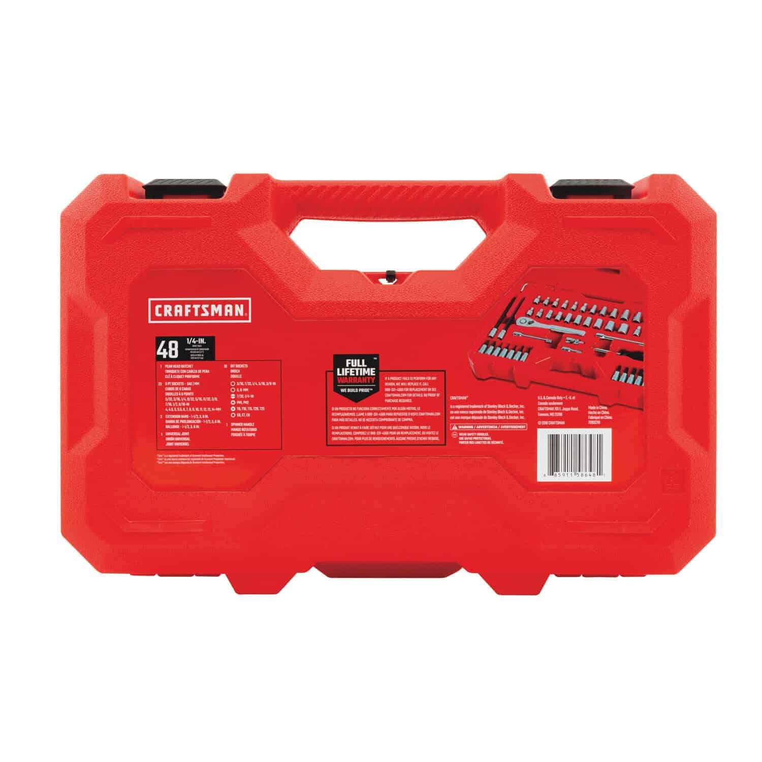 CRAFTSMAN 48-Piece Standard (SAE) and Metric Combination Polished Chrome Mechanics Tool Set with Hard Case