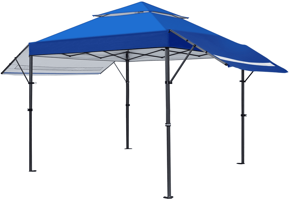 Easyfashion 10x17ft 2-tiered Pop-up canopy tent with Double Awnings, Blue