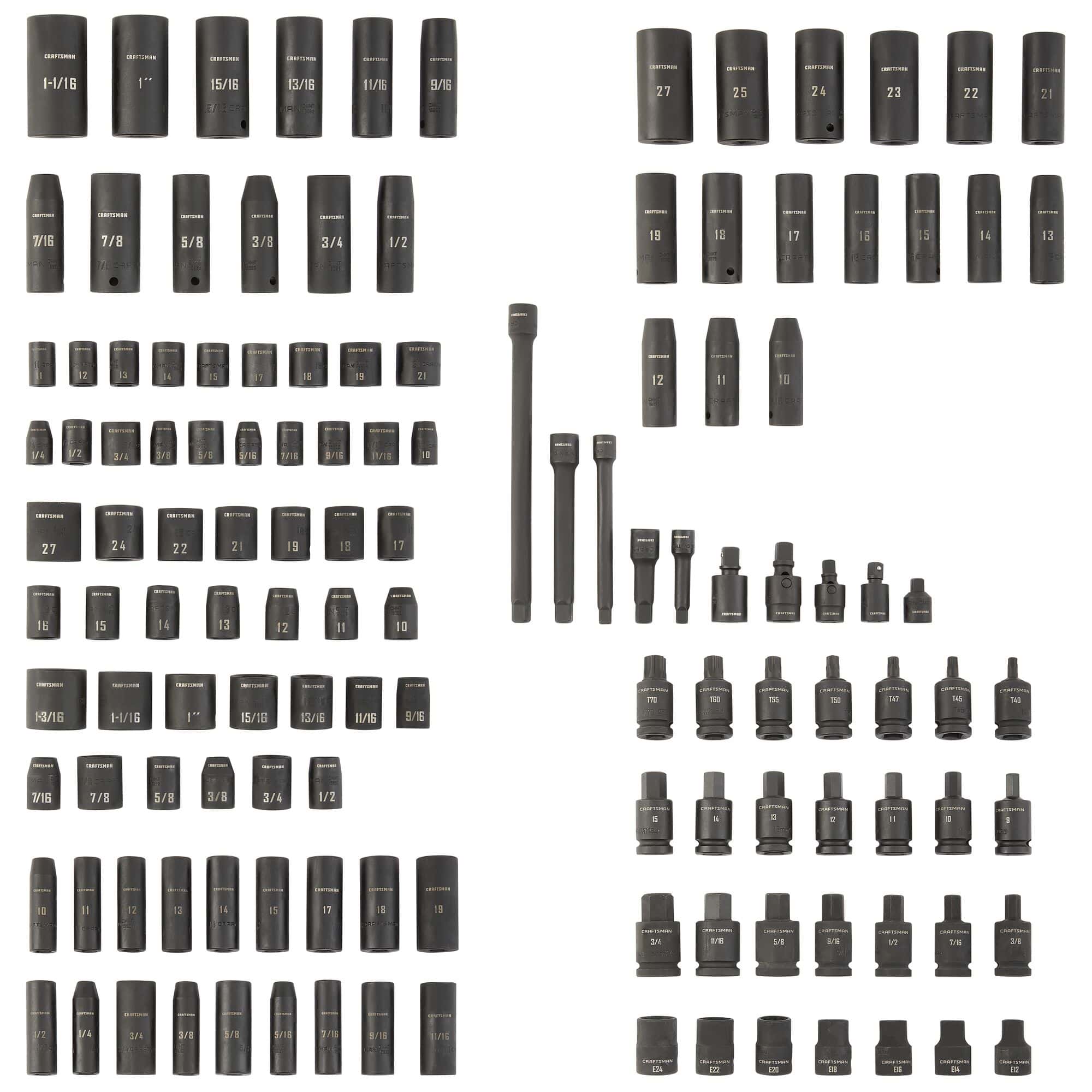CRAFTSMAN 130-Piece Standard (SAE) and Metric Black Oxide Mechanics Tool Set