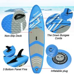 Summer Sale, FBSPORT Paddle Board 10 ft Inflatable Stand Up Paddle Boards with Premium Sup Accessories & Backpack, Non-Slip Deck, Waterproof Bag, Leash, Paddle and Pump,Blue