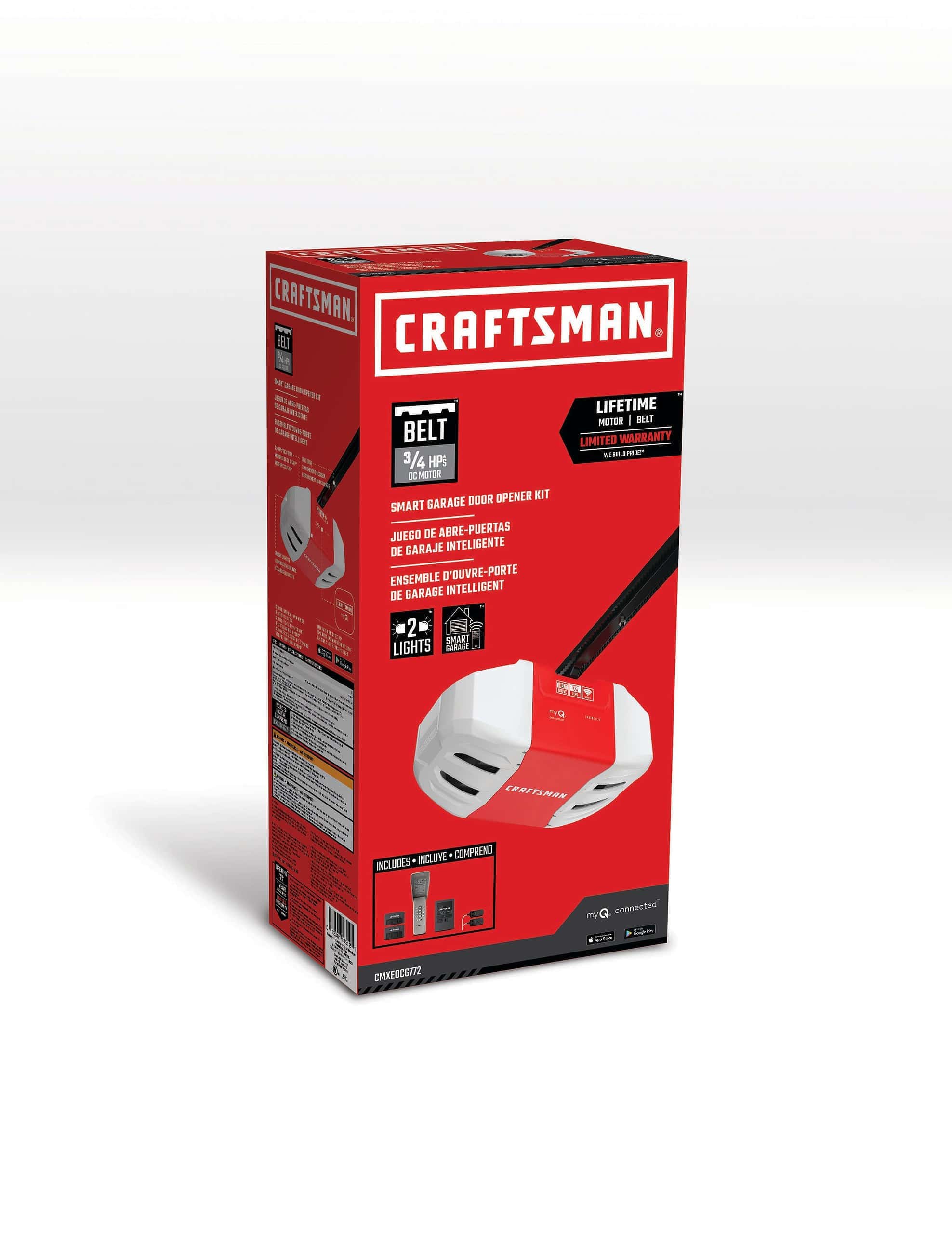 CRAFTSMAN 3/4 Hps myQ Smart Belt Drive Garage Door Opener Wi-fi Compatibility