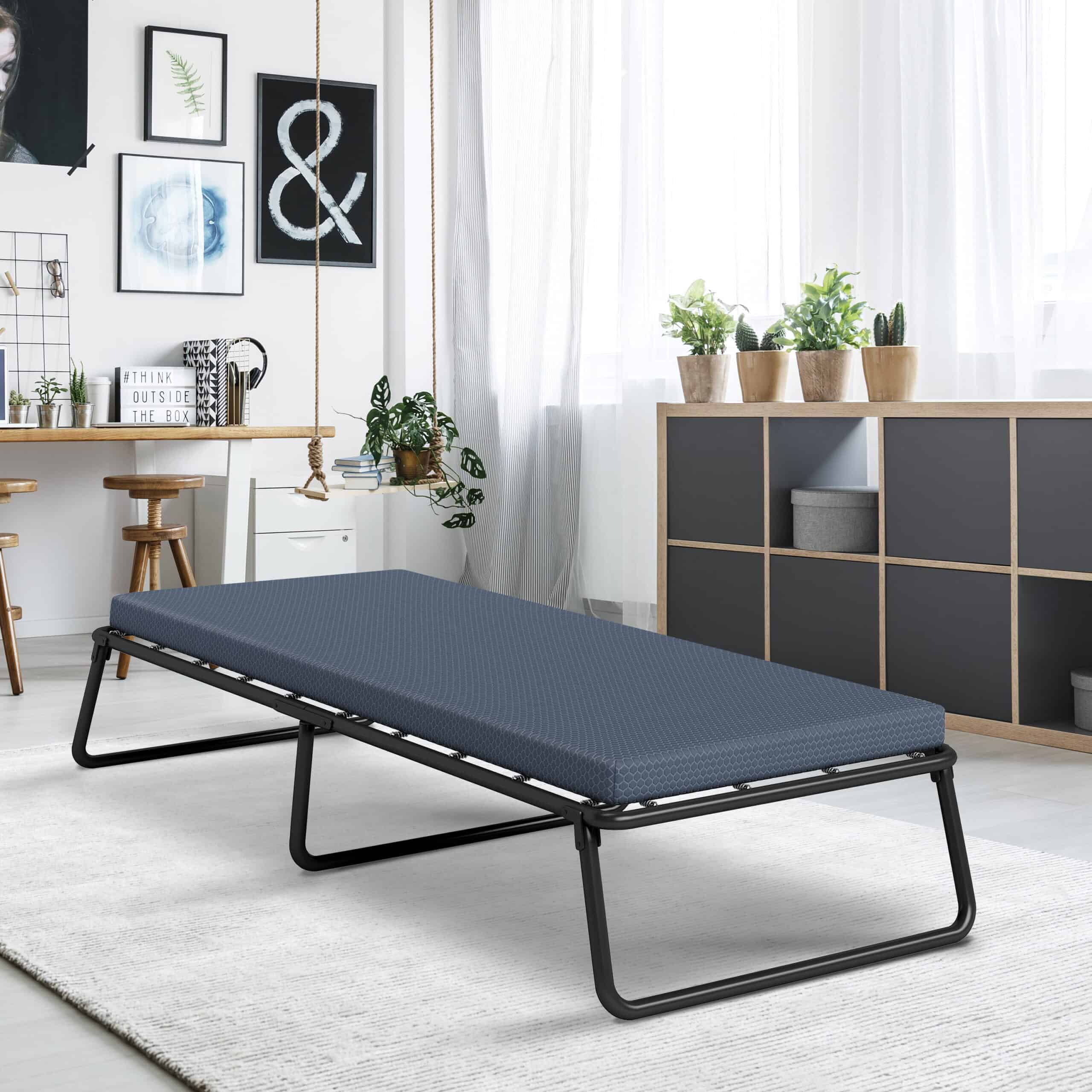 Henredon Folding Foldaway Guest Bed with Cooling Gel Lux Foam Mattress, Twin