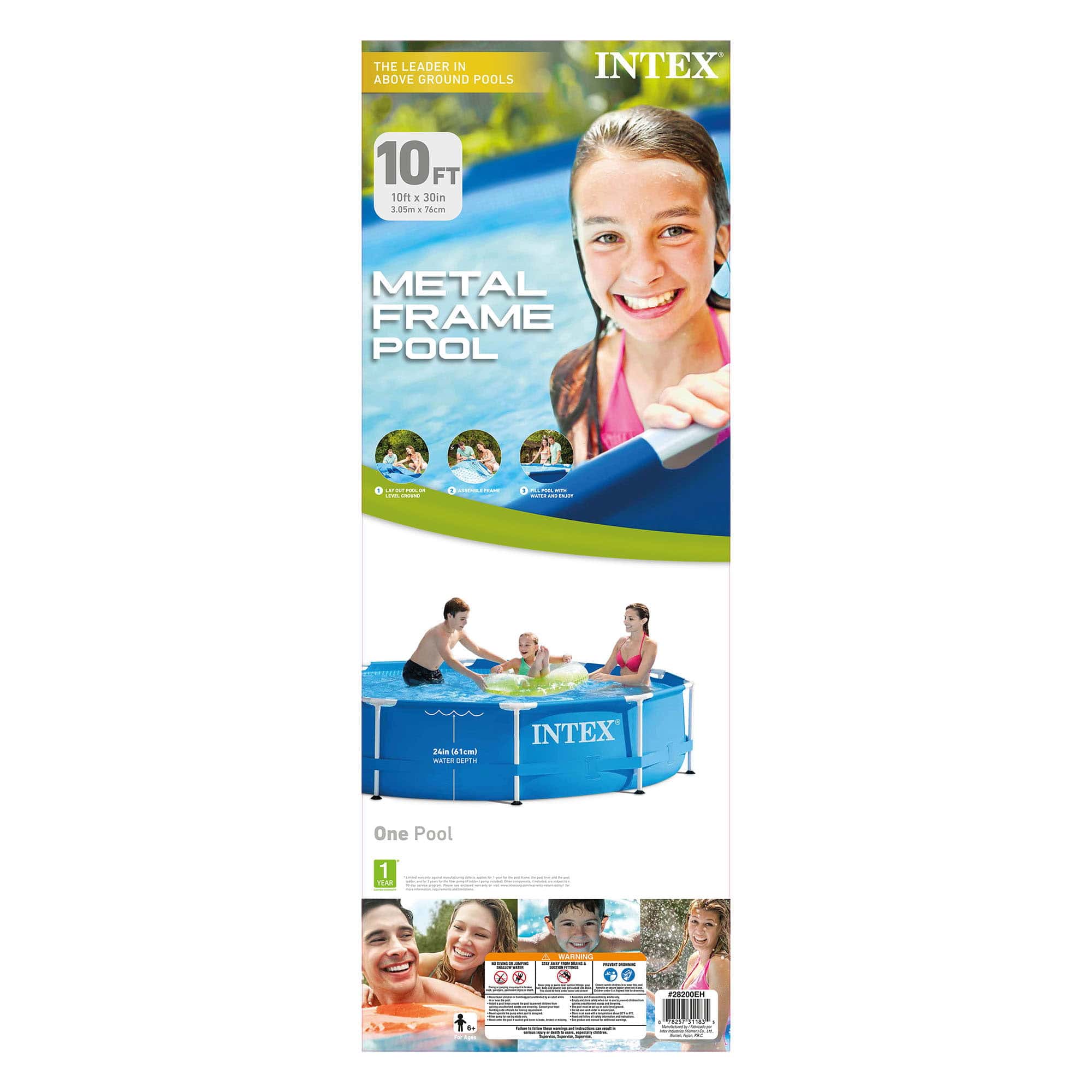 Intex 10' x 2.5' Circle 10" Deep Metal Frame Above Ground Pool