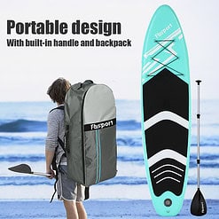 FBsport 10 Ft. Brushed Thickening Inflatable Stand up Paddle Board, Surf Control, Non-Slip Deck, Green