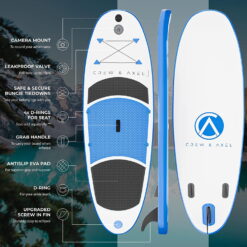 Crew Axel Inflatable Paddle Board 10’33’6” (18lb) SUP Kit Includes Paddle Pump Bag & More Blue