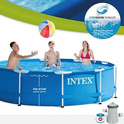 Intex 10 Ft x 30 In Above Ground Round Swimming Pool, (Pump Not Included)