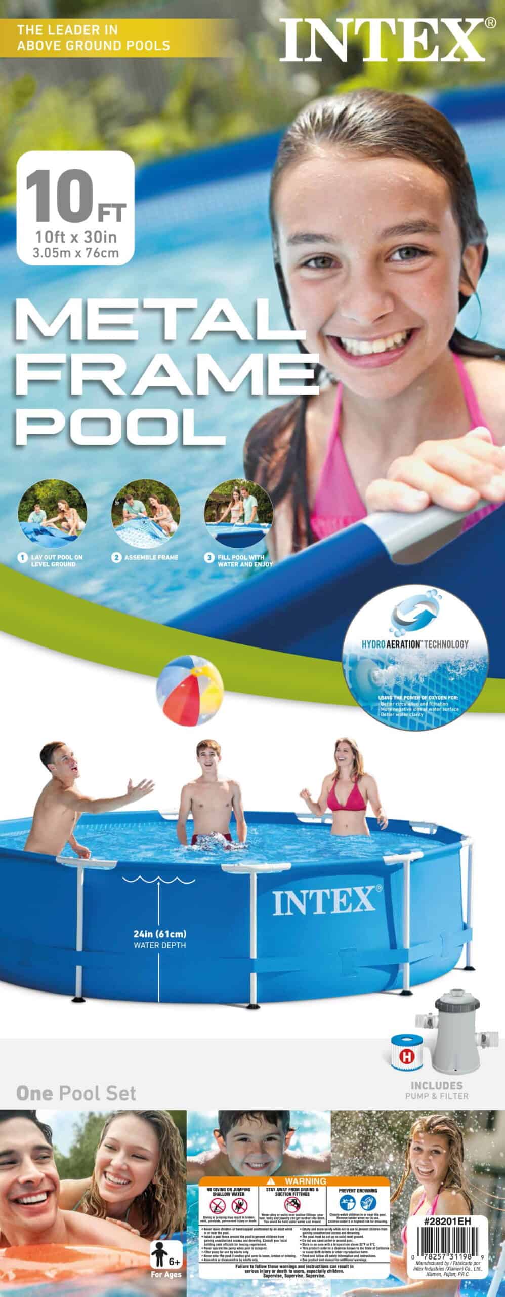 Intex 10 Ft x 30 In Above Ground Round Swimming Pool, (Pump Not Included)
