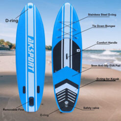 AKSPORT 10'6"x32"x6" Inflatable All Around Stand Up Paddle Board Kit, Blue