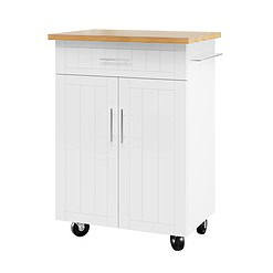 Shintenchi Kitchen Island Cart with Storage, Rolling Side Table on Wheels, White