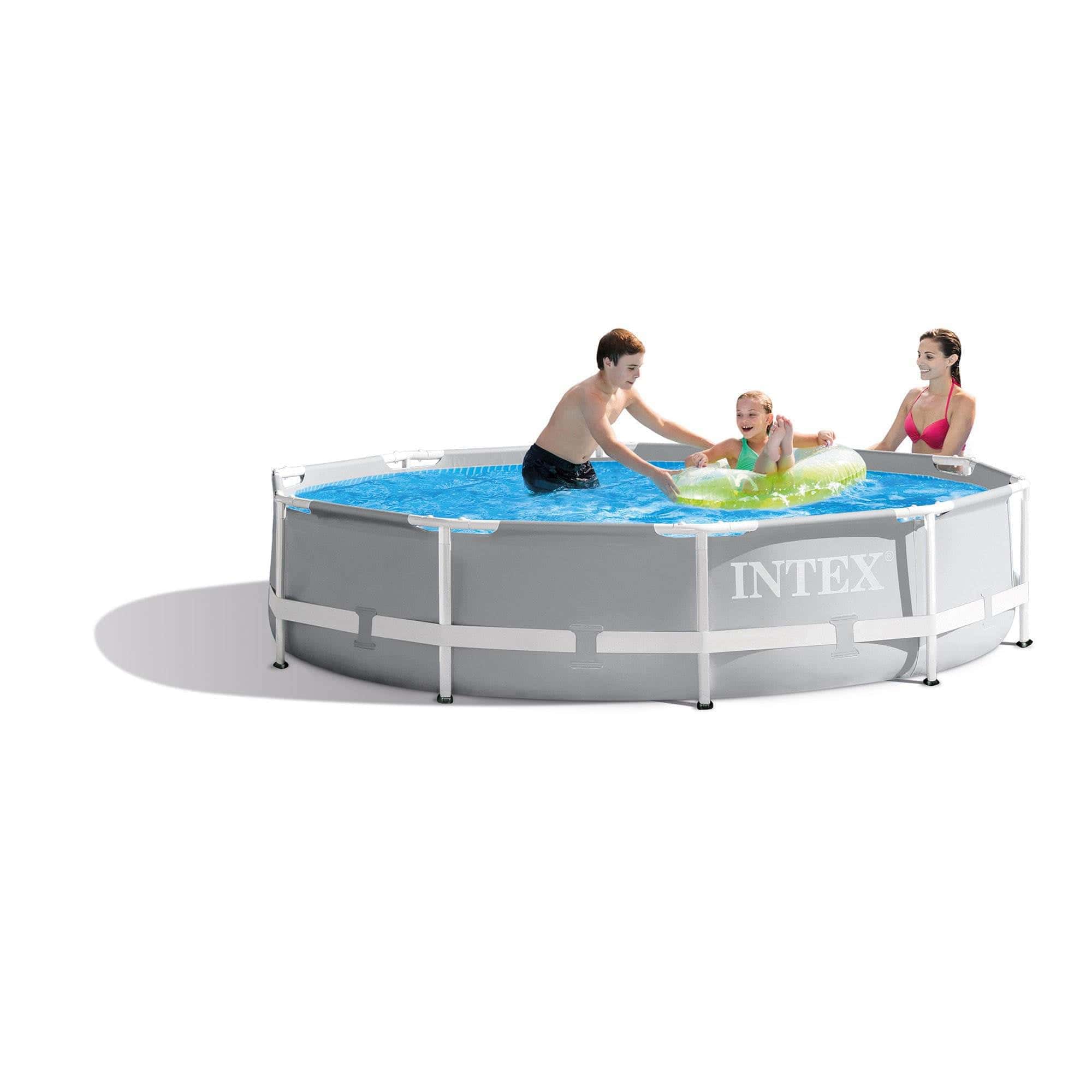 Intex 10' x 30" Round Above Ground Pool W/ Cartridge Filter Pump, 2 Filters & Cover