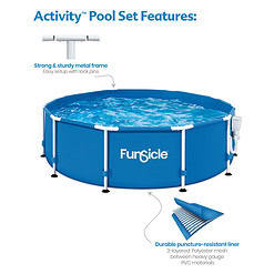 Funsicle 10ft x 30in Round Activity Above Ground Pool with SkimmerPlus Filter Pump, Age 6 & up