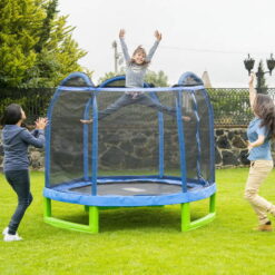 Bounce Pro 7-Foot My First Trampoline Hexagon (Ages 3-10) for Kids, Blue/Green