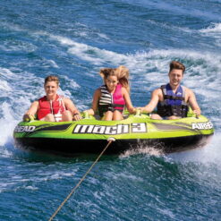 Airhead Mach 3 Three-Person Towable Boat Tube Float, Heavy-Duty Nylon, Green