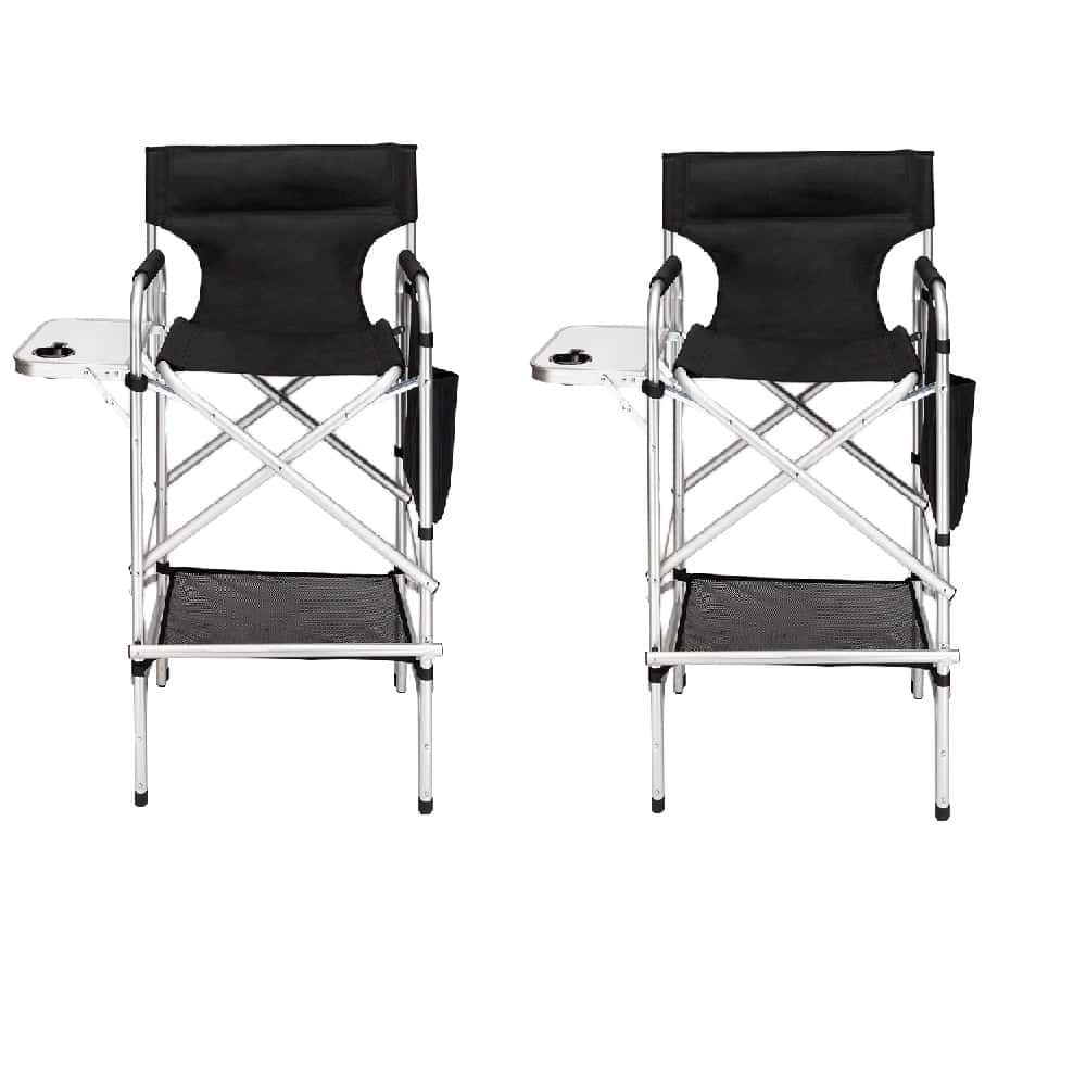 Omysalon 2 PCS 31" Tall Upgraded Director Makeup Artist Chair, Aluminum Frame Supports 300 lbs, Folding Portable,33.8" L x 19.2" W x 45.6" H