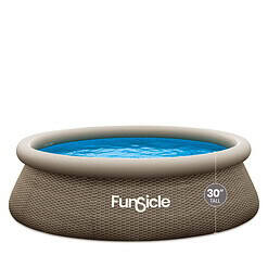 Funsicle 10ft x 30in Round QuickSet Designer Above Ground Pool, Dark Triple Basketweave with Cartridge Filter Pump, Age 6 & up