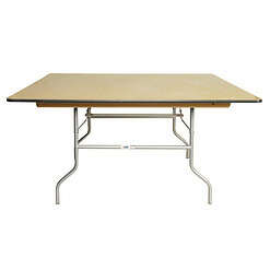 48" x 48" WFT Series Russian Birch Wood Square Folding Table - Rubber Edge