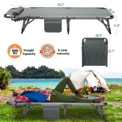 Docred 4-Fold Sleeping Cots for Adults, Folding Chaise Lounge Chairs Outdoor, Portable Folding Bed Cot Lounge Chair
