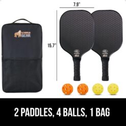 Gorilla Gear USAPA Approved Pickleball Paddle Sets, Fiberglass Shock Absorbent Racket with Ergonomic Grip