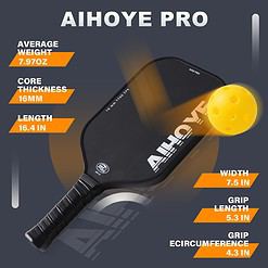Aihoye PRO Pickleball Paddles- Raw T700 Carbon Fiber Textured Surface (CFS) with High Grit & Spin