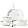 CAROTE 11pcs Pots and Pans Set Non Stick, Cookware Sets Detachable Handle, Cream White