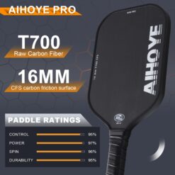 Aihoye PRO Pickleball Paddles- Raw T700 Carbon Fiber Textured Surface (CFS) with High Grit & Spin