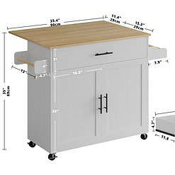 IRONCK Rolling Kitchen Island Table on Wheels, White