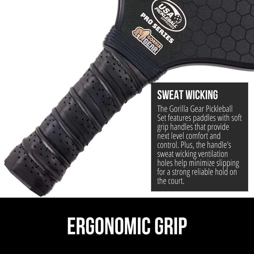 Gorilla Gear USAPA Approved Pickleball Paddle Sets, Fiberglass Shock Absorbent Racket with Ergonomic Grip