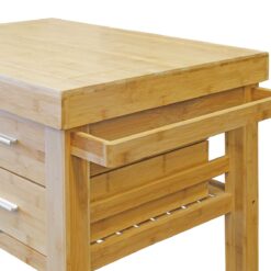 Home Aesthetics Rolling Kitchen Island Cart with Drawers Shelves, Towel Rack, Bamboo Wood