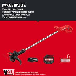 CRAFTSMAN 20-volt Max 10-in Straight Battery String Trimmer with Edger Conversion Capable 1.5 Ah (Battery and Charger Included)