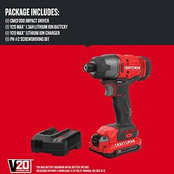 CRAFTSMAN 20-volt Max 1/4-in Variable Speed Cordless Impact Driver (1-Battery Included)