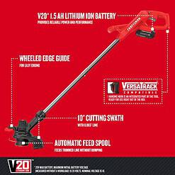 CRAFTSMAN 20-volt Max 10-in Straight Battery String Trimmer with Edger Conversion Capable 1.5 Ah (Battery and Charger Included)